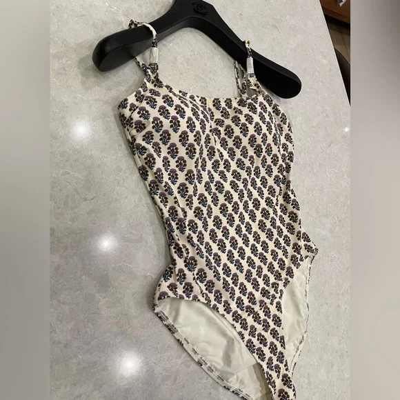 Tory Burch Floral Print One-Piece Swimsuit in Purple Bloom Size M - Picture 7 of 13